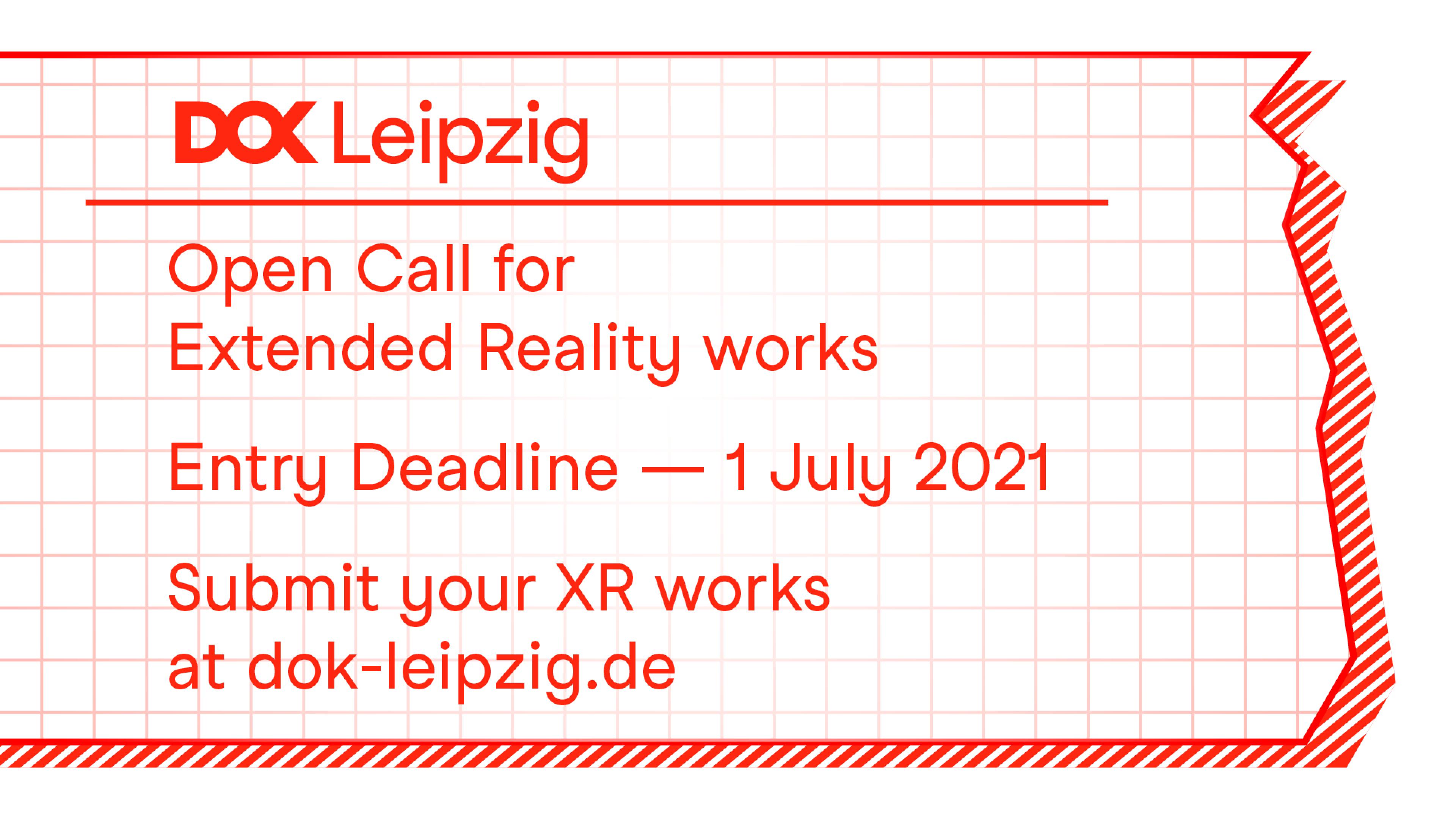 Illustration eines Abreißzettels auf Karopapier mit Text: Open Call for Extended Reality works. Entry Deadline 1 July 2021.