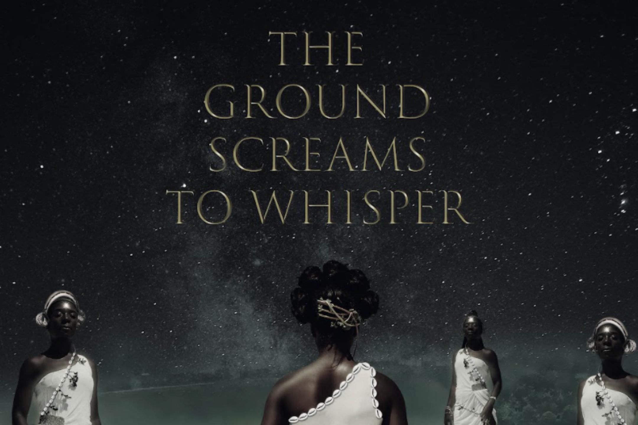The Ground Screams to Whisper Film Still, 4 black women wearing white clothes