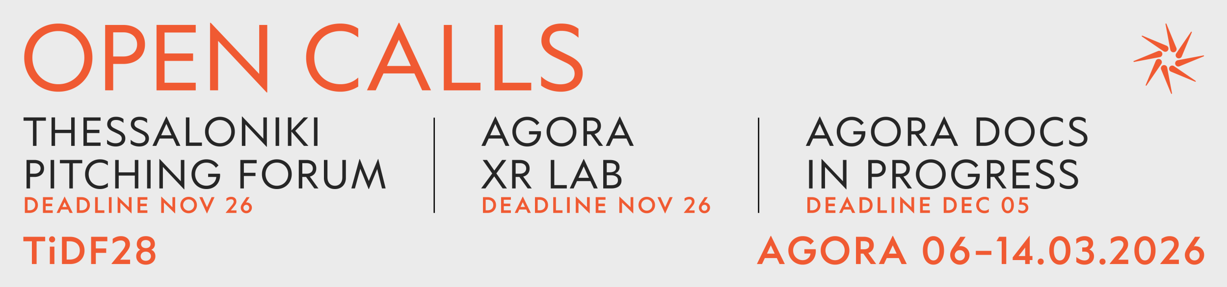 An overview of the Open Calls at Thessaloniki Documentary Festival, the Pitching Forum, Agora XR Lab and Agora Docs in Progress