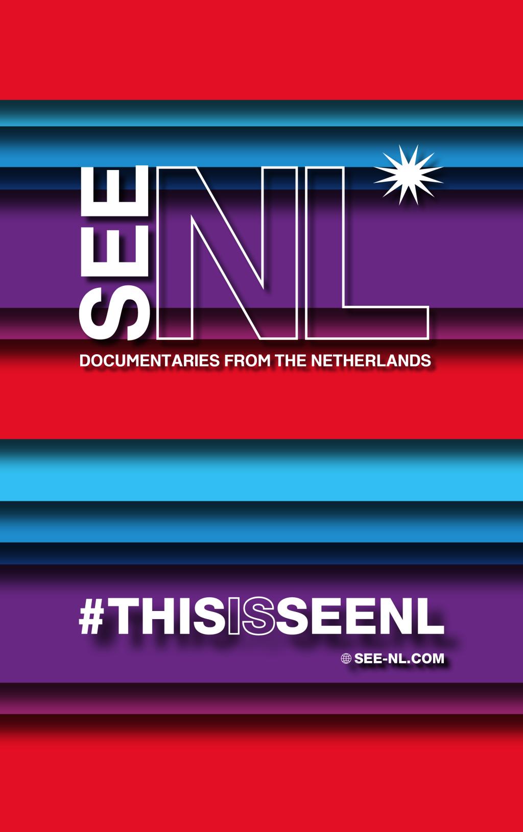 In front of a stripy background the Logo of SeeNL with a small star and: #ThisIsSeeNL