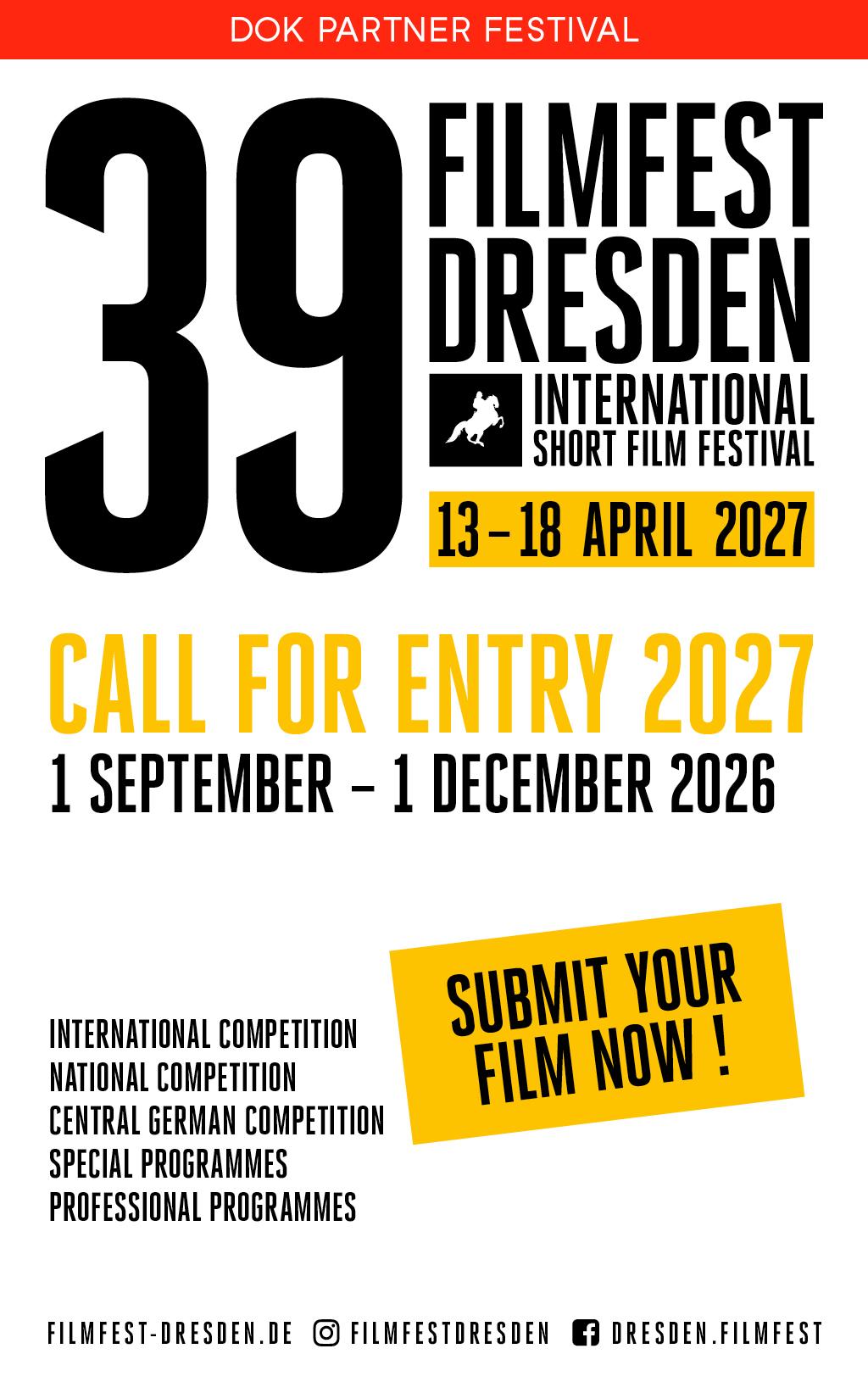 Werbebanner für das 39. Filmfestival Dresden
