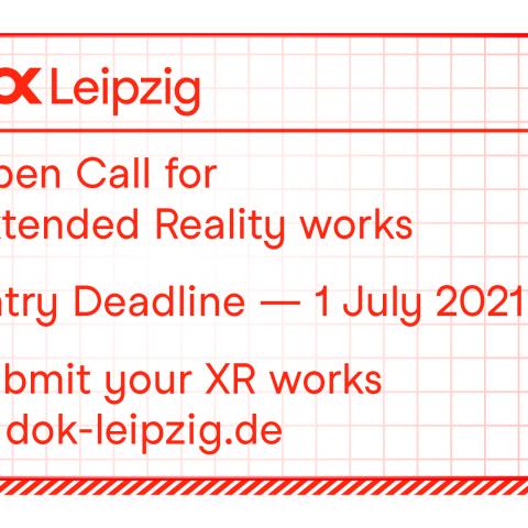 Illustration of a tear-off stub, red writing on white paper: Open Call for Extended Reality works. Entry Deadline 1 July 2021.