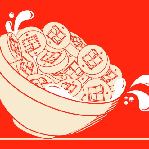 The DOK Neuland sujet is an illustration of a bowl filled with lots of small double switches. The bowl is almost tipping sideways, water is spilling over.