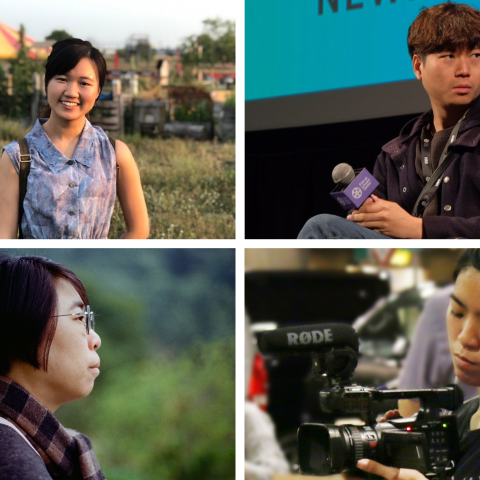 Collage of four portrait photos of four persons.