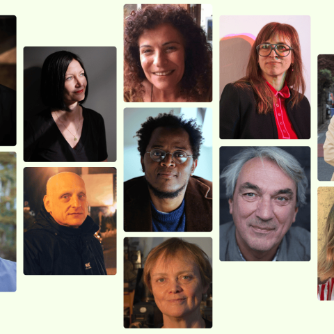 Collage of portrait photos showing eleven jury members