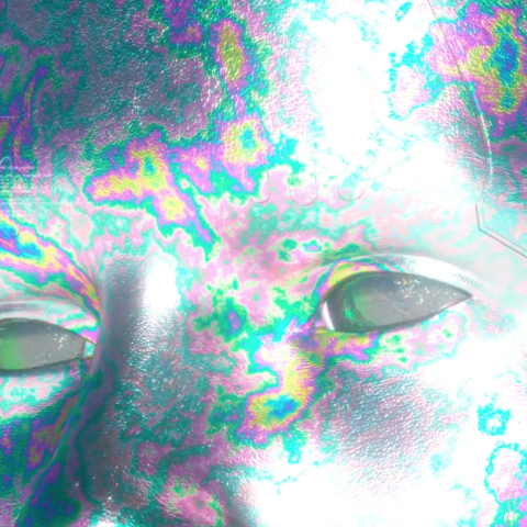 Chromatic close-up of a face