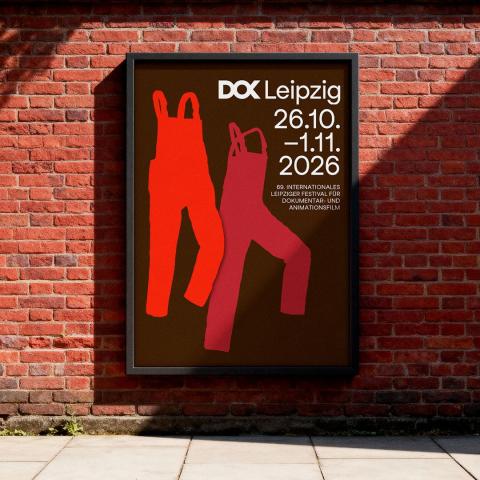 Motif of DOK Leipzig 2026 with two dungarees