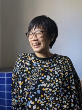 Portrait of Leong Puiyee, a film programmer and arts manager based in Singapore.