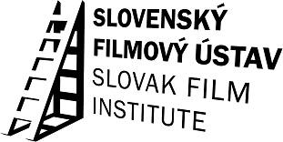 Eine Leiter lehnt an einer Wand, daneben der Text "Slovensky Filmovy Ustav, Slovak Film Institute"