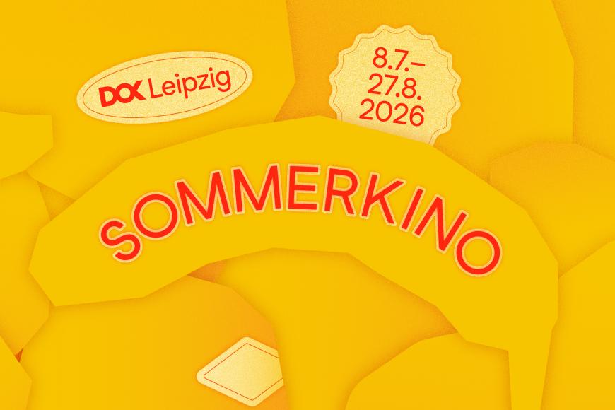 sonnengelbe Illustration einer Banane und anderen Obststücken in einem Einkaufsnetz sowie der Text: Sommerkino 8.7.-27.8.2026